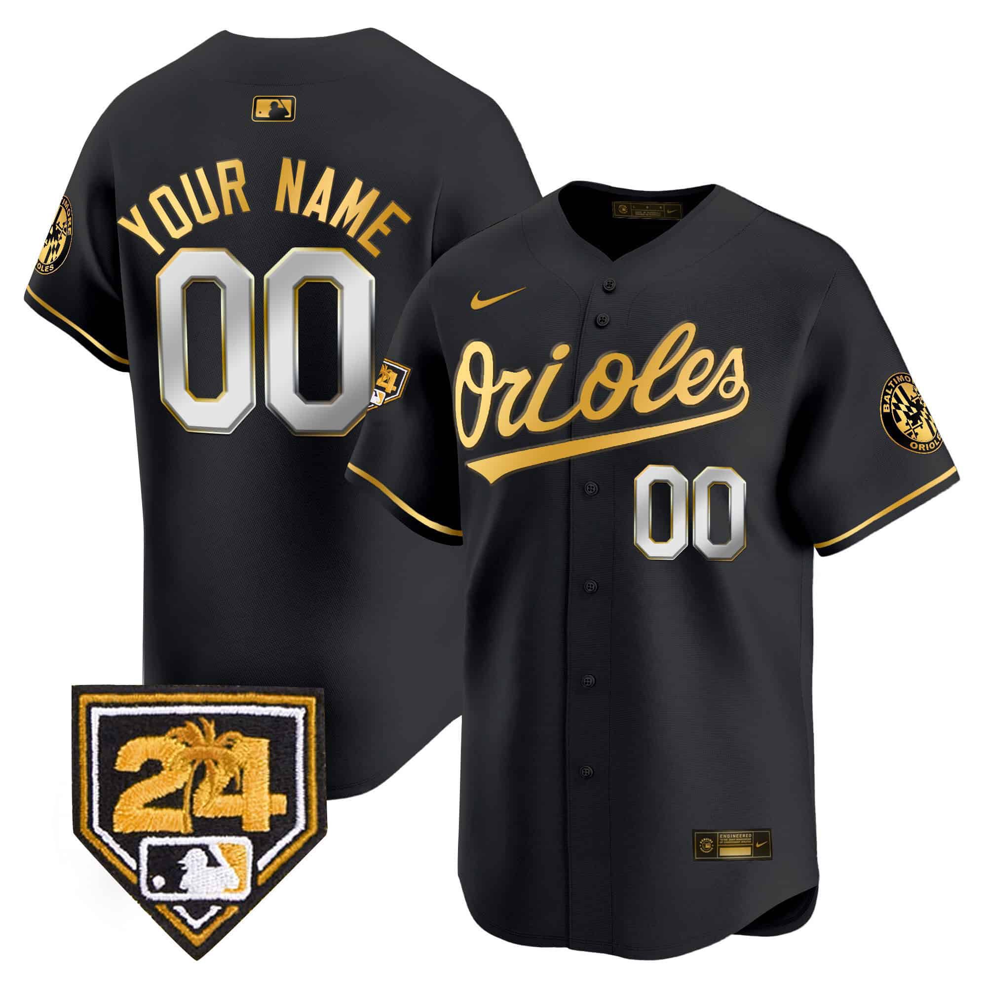 Men Baltimore Orioles Black Nike 2024 Spring Training Patch Vapor Premier Limited Custom MLB Jersey